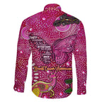 Breast Cancer Awareness Aboriginal Family Matching Off Shoulder Short Dress and Hawaiian Shirt Australian Pink Out