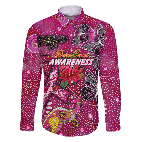 Breast Cancer Awareness Aboriginal Family Matching Puletasi and Hawaiian Shirt Australian Pink Out