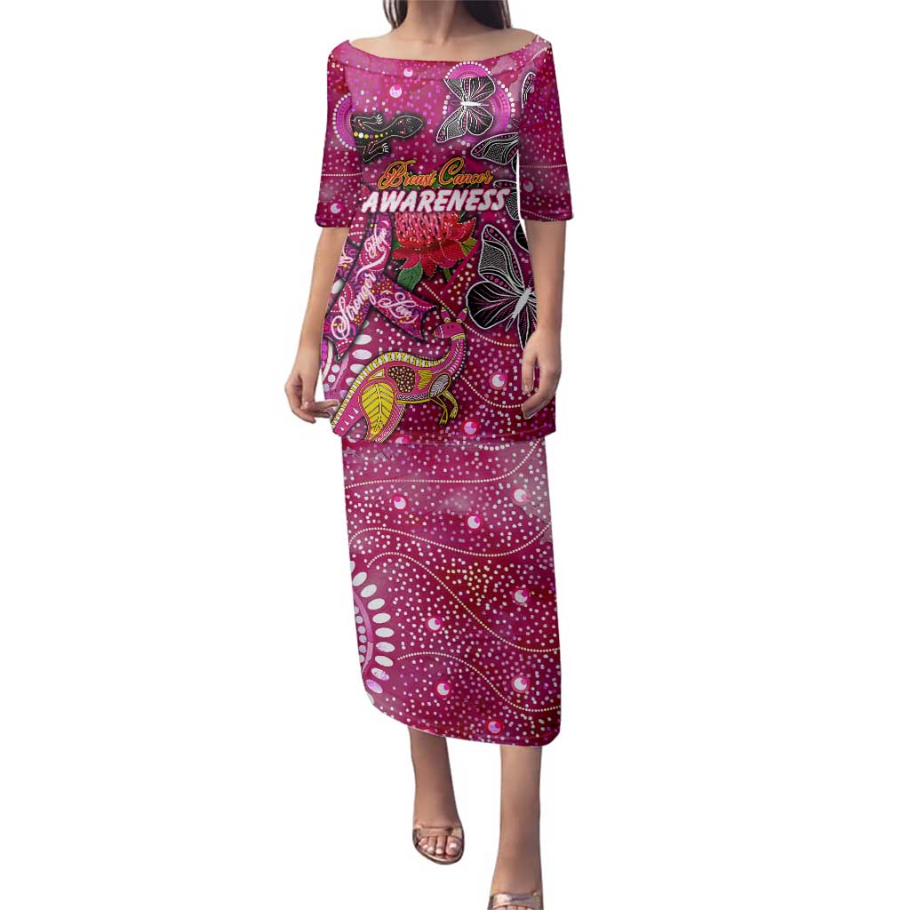 Breast Cancer Awareness Aboriginal Family Matching Puletasi and Hawaiian Shirt Australian Pink Out