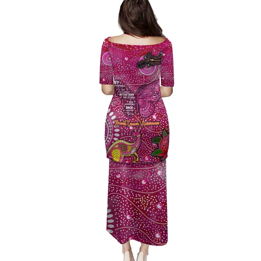 Breast Cancer Awareness Aboriginal Family Matching Puletasi and Hawaiian Shirt Australian Pink Out