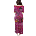 Breast Cancer Awareness Aboriginal Family Matching Puletasi and Hawaiian Shirt Australian Pink Out
