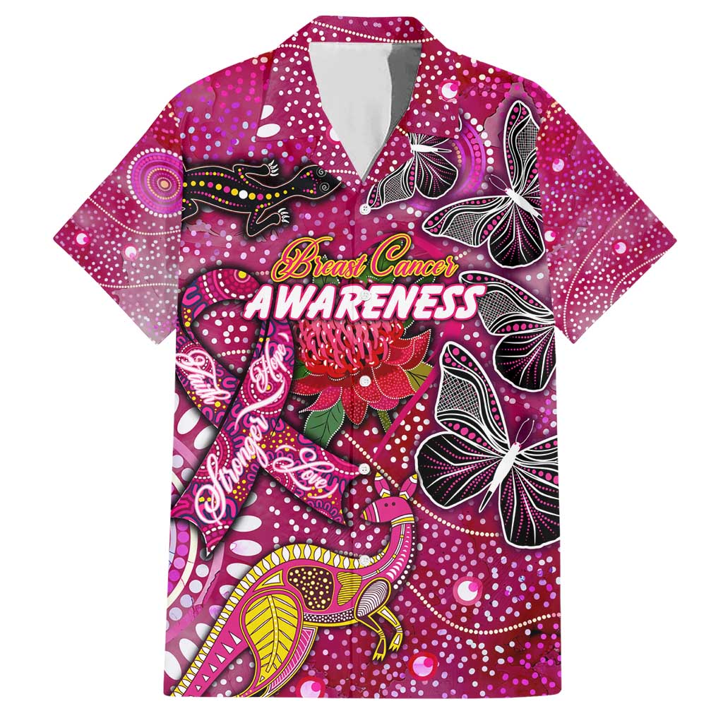Breast Cancer Awareness Aboriginal Family Matching Short Sleeve Bodycon Dress and Hawaiian Shirt Australian Pink Out