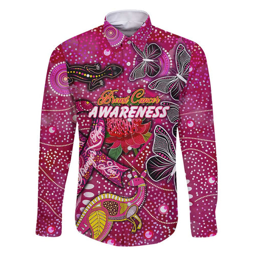 Breast Cancer Awareness Aboriginal Family Matching Short Sleeve Bodycon Dress and Hawaiian Shirt Australian Pink Out