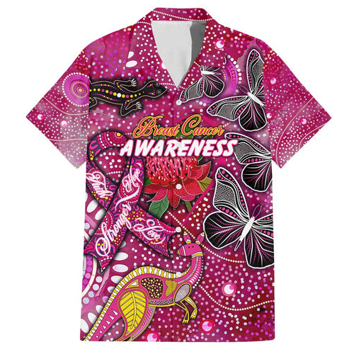 Breast Cancer Awareness Aboriginal Family Matching Summer Maxi Dress and Hawaiian Shirt Australian Pink Out