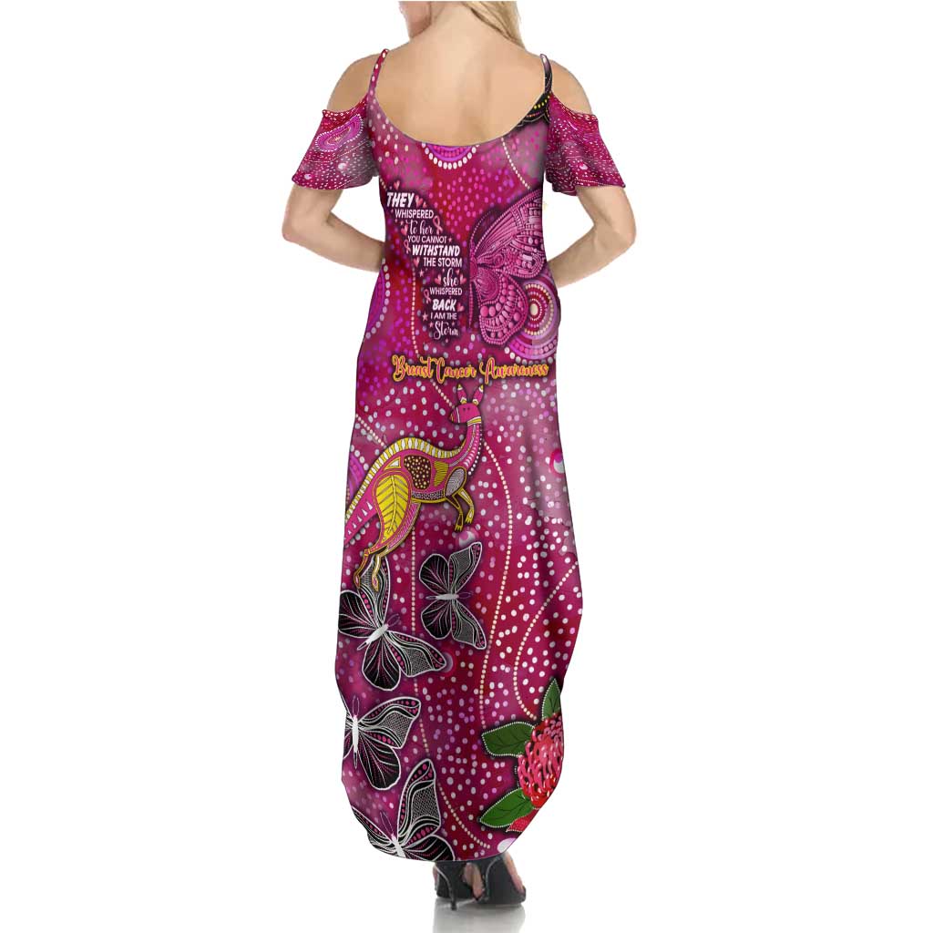 Breast Cancer Awareness Aboriginal Family Matching Summer Maxi Dress and Hawaiian Shirt Australian Pink Out