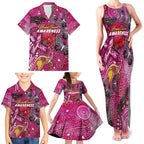 Breast Cancer Awareness Aboriginal Family Matching Tank Maxi Dress and Hawaiian Shirt Australian Pink Out