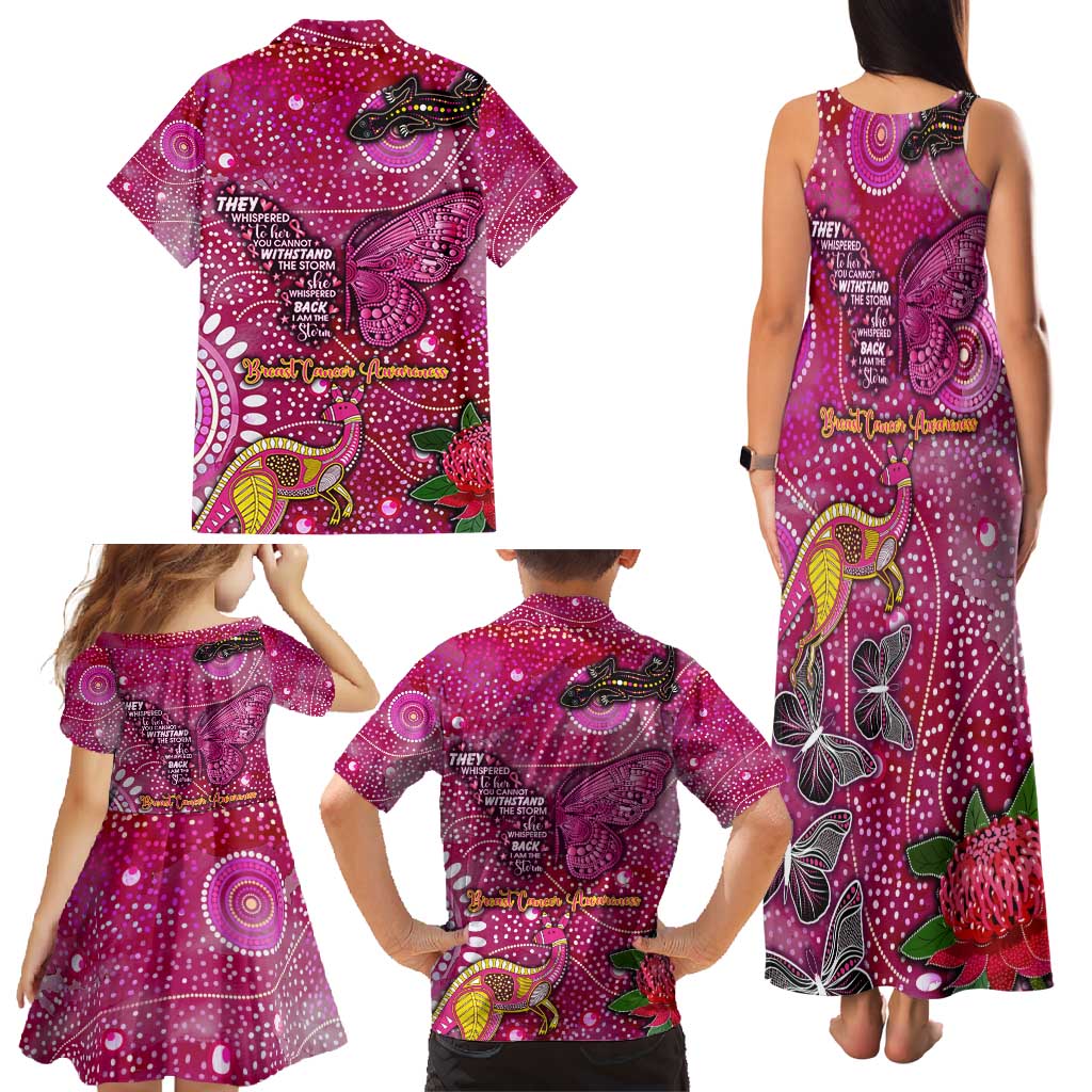 Breast Cancer Awareness Aboriginal Family Matching Tank Maxi Dress and Hawaiian Shirt Australian Pink Out