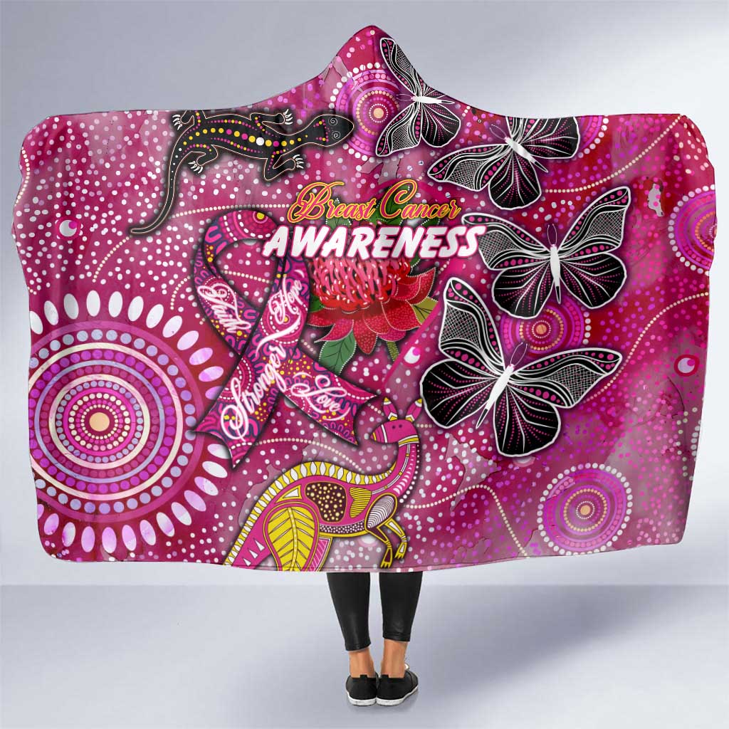 Breast Cancer Awareness Aboriginal Hooded Blanket Australian Pink Out