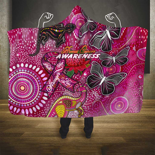 Breast Cancer Awareness Aboriginal Hooded Blanket Australian Pink Out