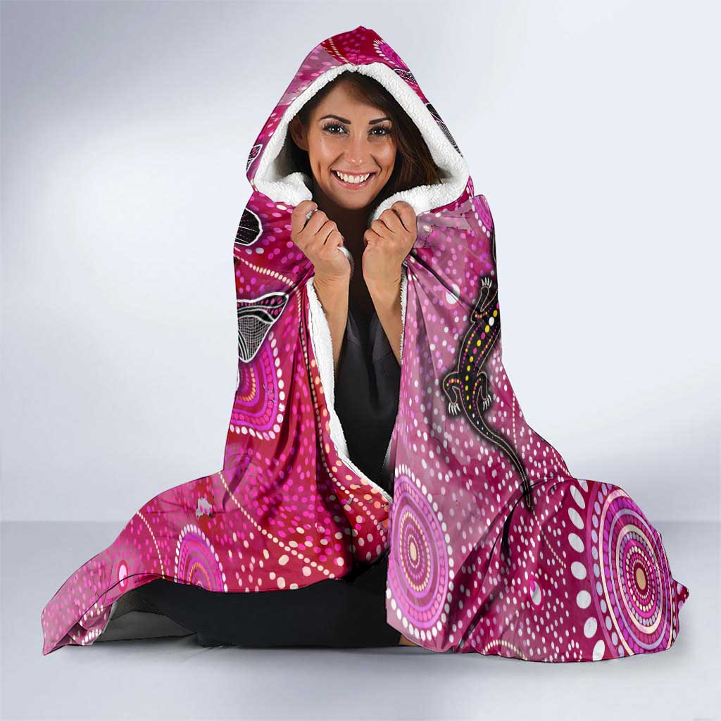 Breast Cancer Awareness Aboriginal Hooded Blanket Australian Pink Out