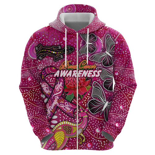 Breast Cancer Awareness Aboriginal Hoodie Australian Pink Out