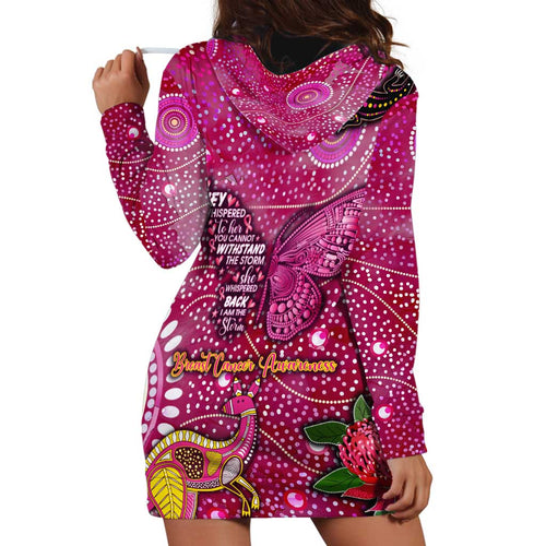 Breast Cancer Awareness Aboriginal Hoodie Dress Australian Pink Out