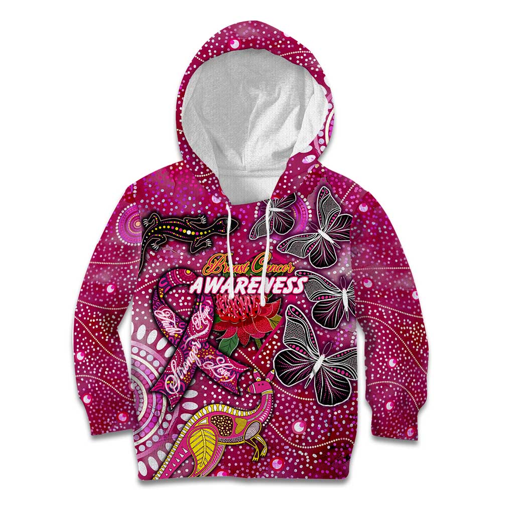Breast Cancer Awareness Aboriginal Kid Hoodie Australian Pink Out