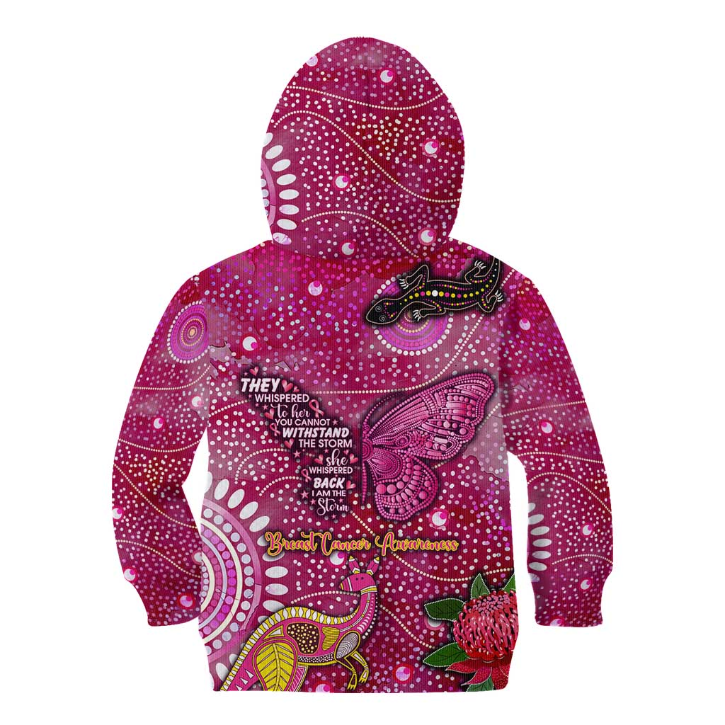 Breast Cancer Awareness Aboriginal Kid Hoodie Australian Pink Out