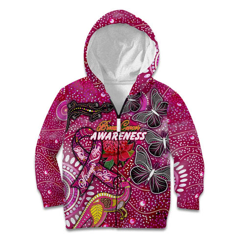 Breast Cancer Awareness Aboriginal Kid Hoodie Australian Pink Out