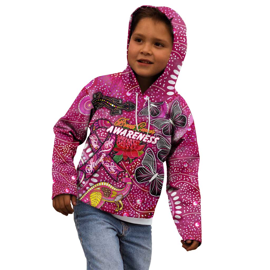 Breast Cancer Awareness Aboriginal Kid Hoodie Australian Pink Out