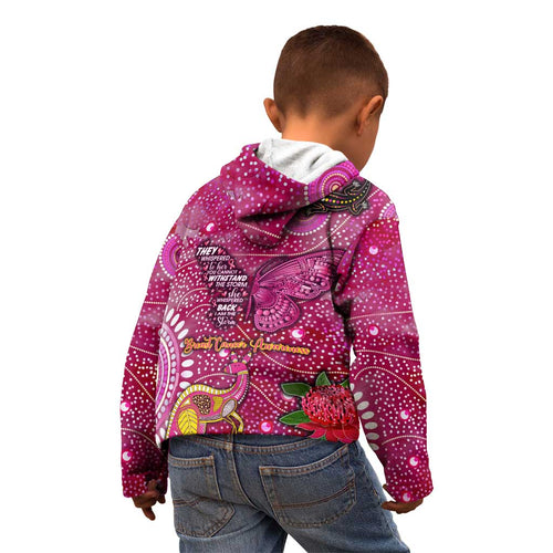 Breast Cancer Awareness Aboriginal Kid Hoodie Australian Pink Out