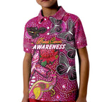 Breast Cancer Awareness Aboriginal Kid Polo Shirt Australian Pink Out