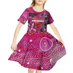 Breast Cancer Awareness Aboriginal Kid Short Sleeve Dress Australian Pink Out