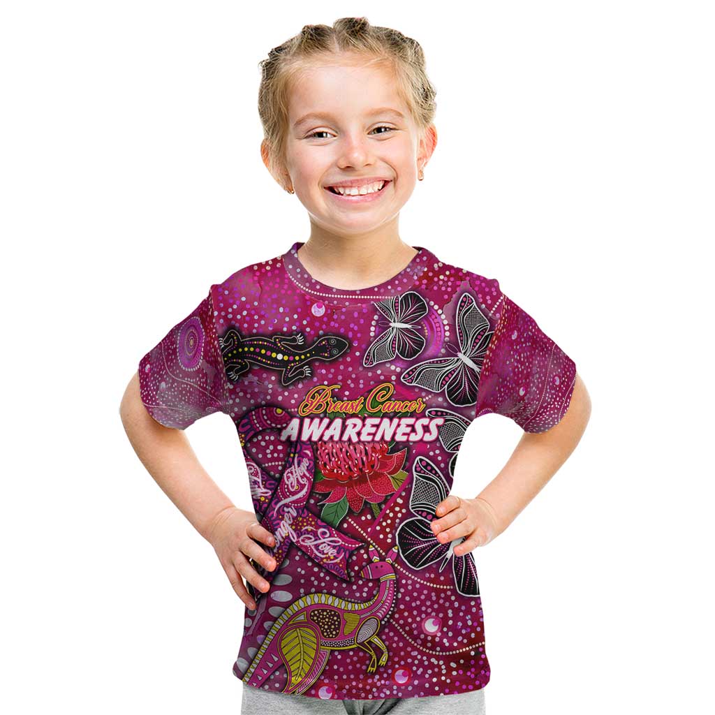 Breast Cancer Awareness Aboriginal Kid T Shirt Australian Pink Out