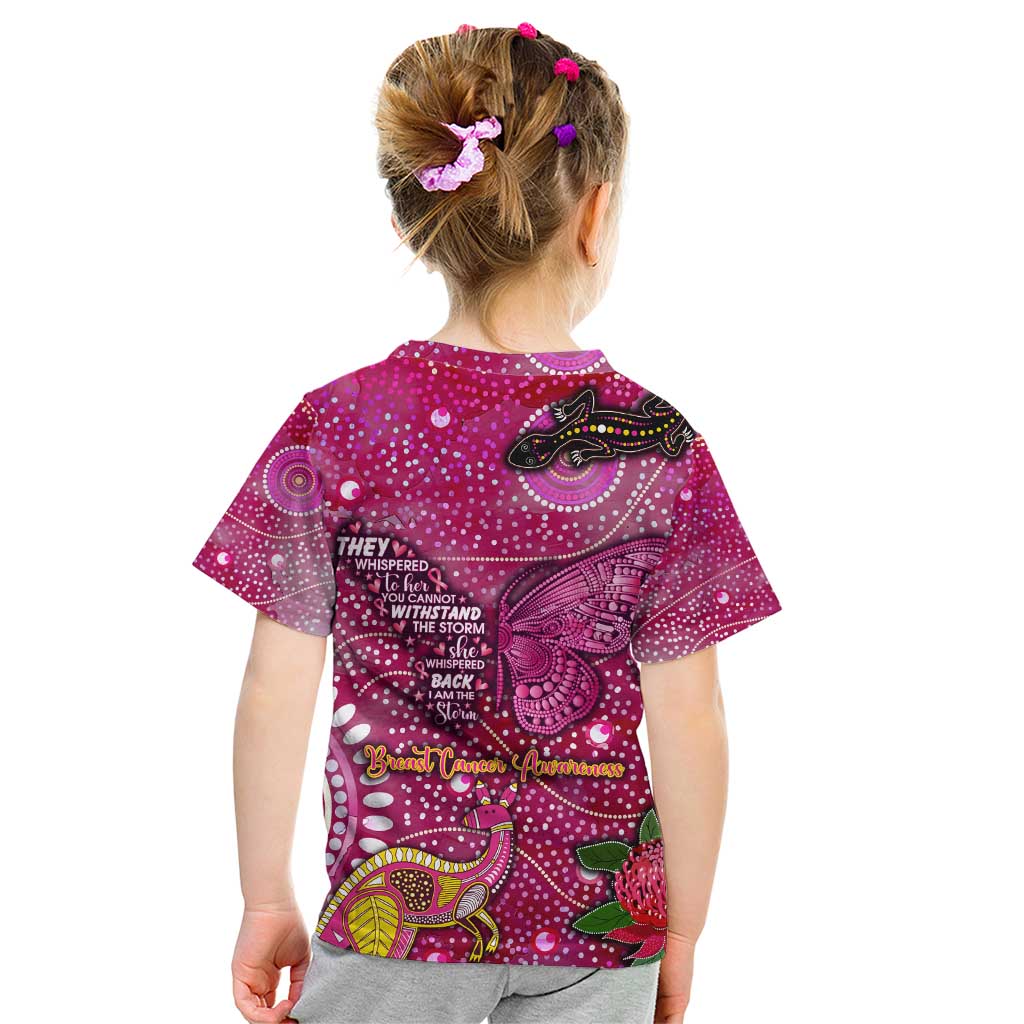 Breast Cancer Awareness Aboriginal Kid T Shirt Australian Pink Out