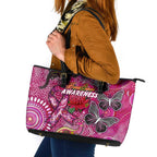 Breast Cancer Awareness Aboriginal Leather Tote Bag Australian Pink Out