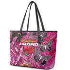 Breast Cancer Awareness Aboriginal Leather Tote Bag Australian Pink Out