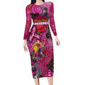 Breast Cancer Awareness Aboriginal Long Sleeve Bodycon Dress Australian Pink Out