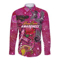 Breast Cancer Awareness Aboriginal Long Sleeve Button Shirt Australian Pink Out