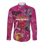 Breast Cancer Awareness Aboriginal Long Sleeve Button Shirt Australian Pink Out