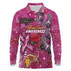 Breast Cancer Awareness Aboriginal Long Sleeve Polo Shirt Australian Pink Out