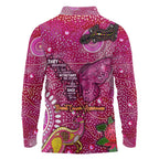 Breast Cancer Awareness Aboriginal Long Sleeve Polo Shirt Australian Pink Out