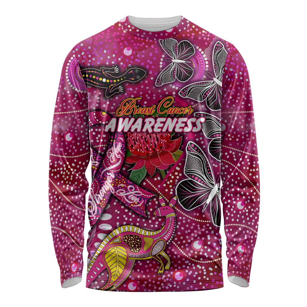 Breast Cancer Awareness Aboriginal Long Sleeve Shirt Australian Pink Out