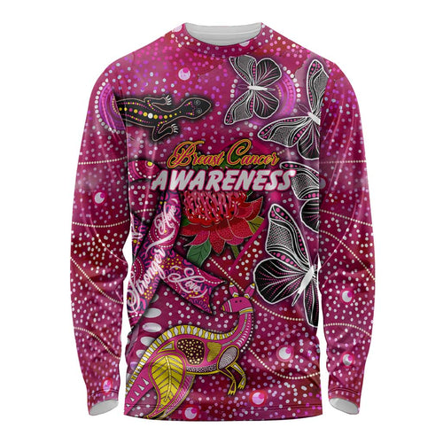 Breast Cancer Awareness Aboriginal Long Sleeve Shirt Australian Pink Out