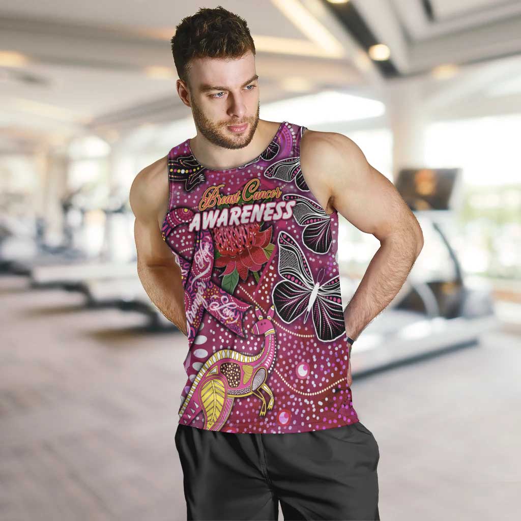 Breast Cancer Awareness Aboriginal Men Tank Top Australian Pink Out