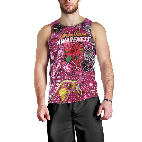 Breast Cancer Awareness Aboriginal Men Tank Top Australian Pink Out