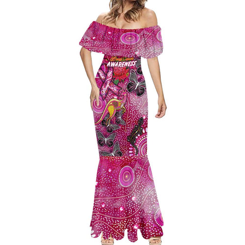 Breast Cancer Awareness Aboriginal Mermaid Dress Australian Pink Out