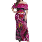 Breast Cancer Awareness Aboriginal Off Shoulder Maxi Dress Australian Pink Out