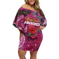 Breast Cancer Awareness Aboriginal Off Shoulder Short Dress Australian Pink Out