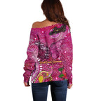 Breast Cancer Awareness Aboriginal Off Shoulder Sweater Australian Pink Out