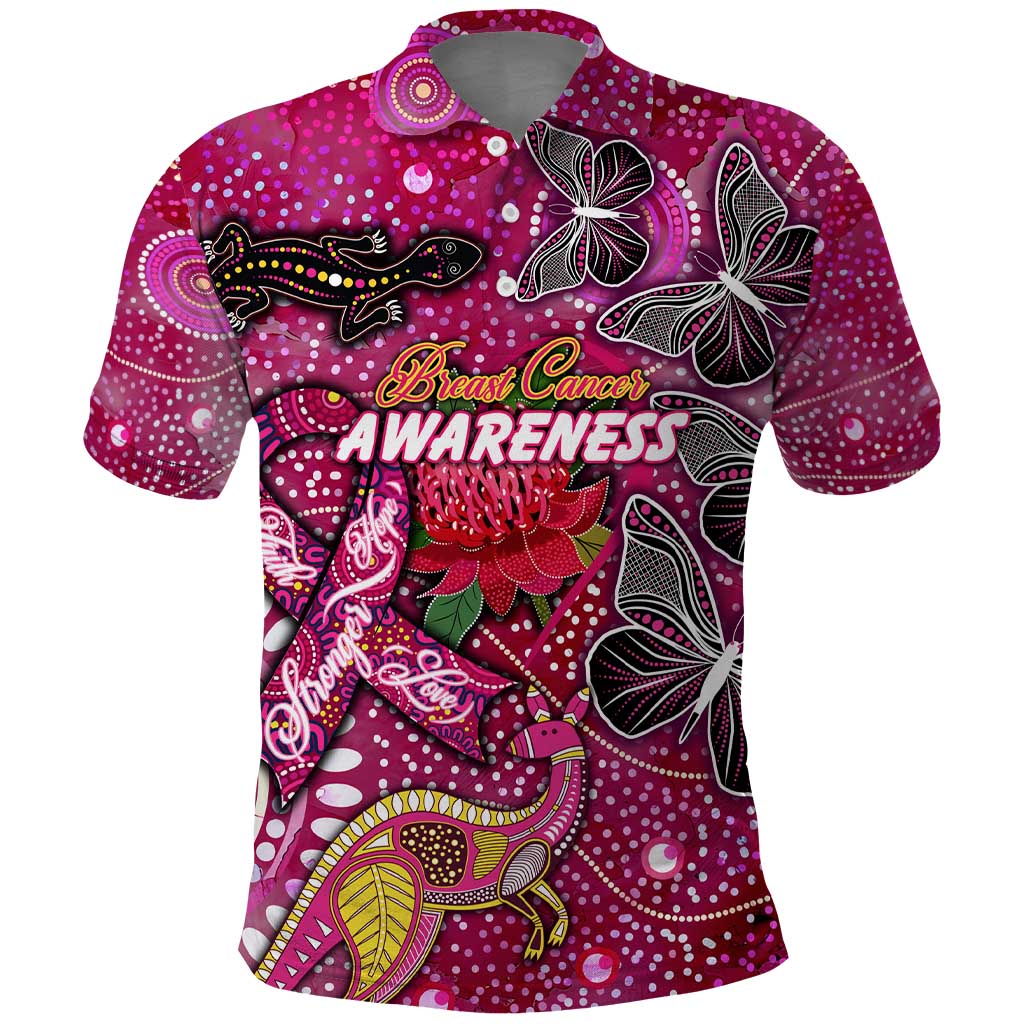 Breast Cancer Awareness Aboriginal Polo Shirt Australian Pink Out