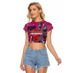 Breast Cancer Awareness Aboriginal Raglan Cropped T Shirt Australian Pink Out