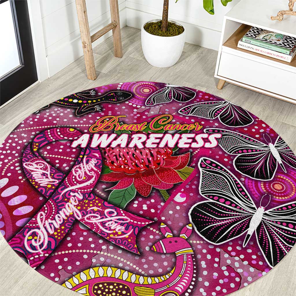 Breast Cancer Awareness Aboriginal Round Carpet Australian Pink Out