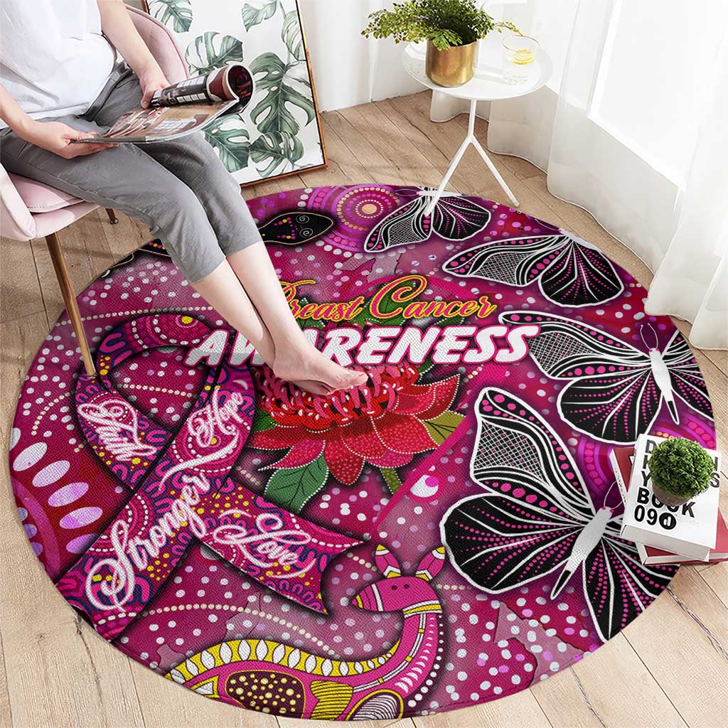 Breast Cancer Awareness Aboriginal Round Carpet Australian Pink Out