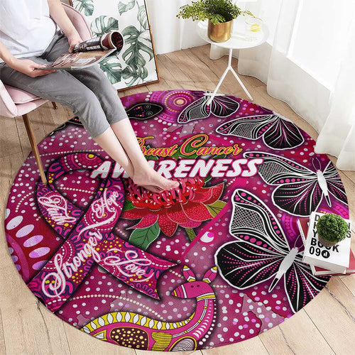 Breast Cancer Awareness Aboriginal Round Carpet Australian Pink Out