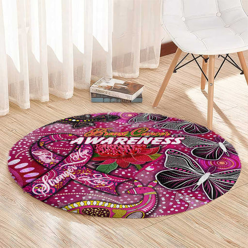 Breast Cancer Awareness Aboriginal Round Carpet Australian Pink Out