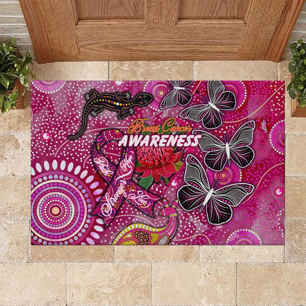 Breast Cancer Awareness Aboriginal Rubber Doormat Australian Pink Out