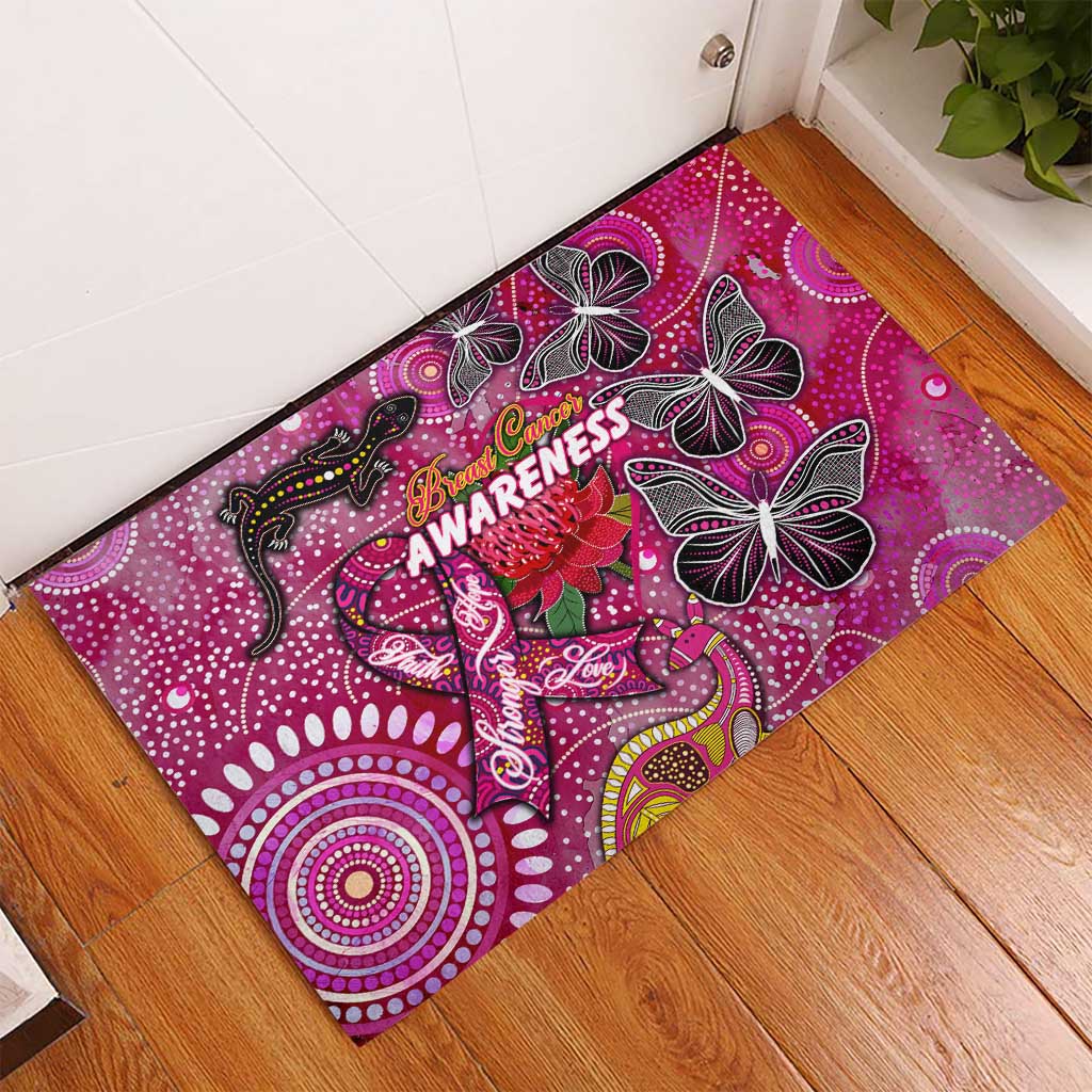 Breast Cancer Awareness Aboriginal Rubber Doormat Australian Pink Out