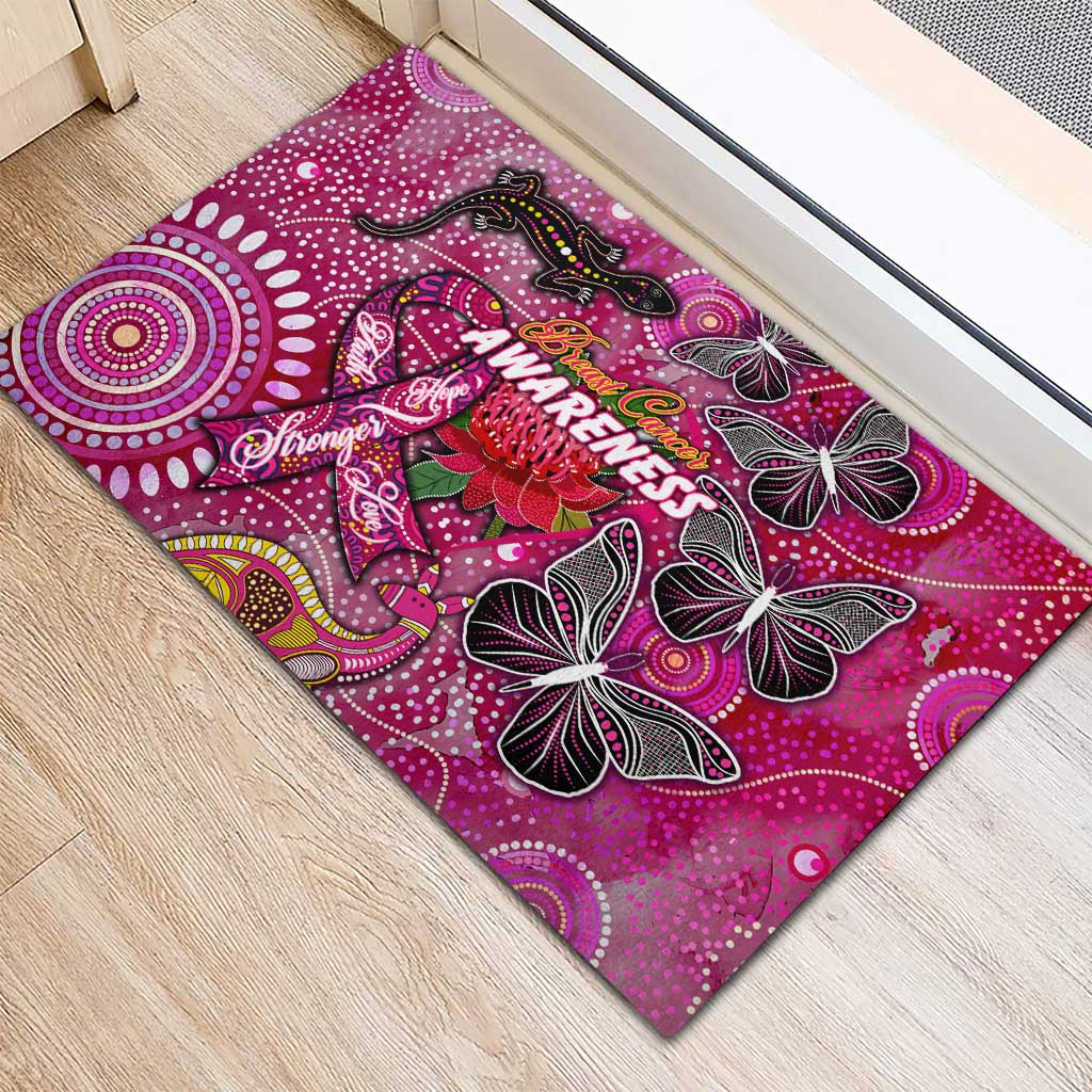 Breast Cancer Awareness Aboriginal Rubber Doormat Australian Pink Out