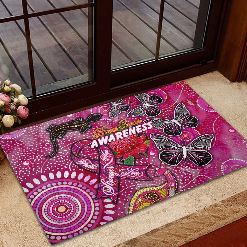 Breast Cancer Awareness Aboriginal Rubber Doormat Australian Pink Out